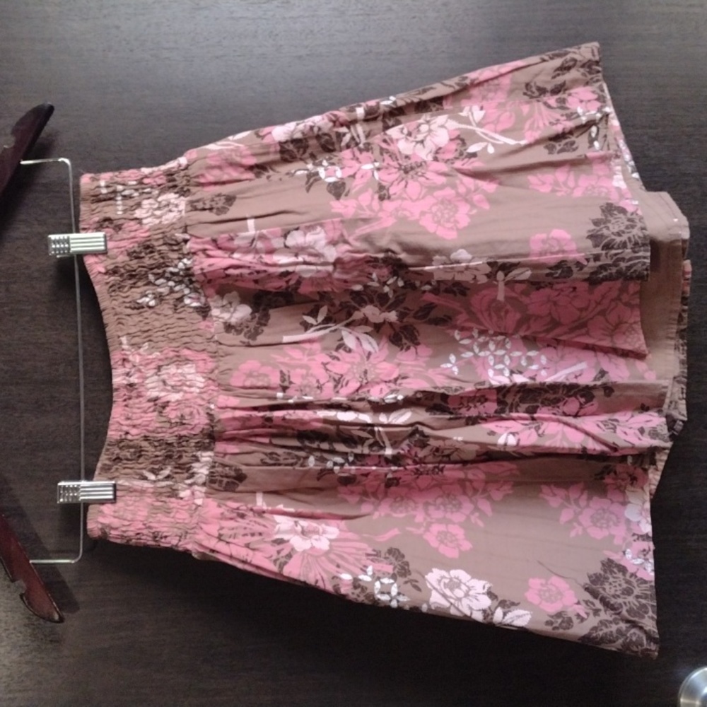 Cherokee Pink Floral Skirt Elastic Waist Sz S